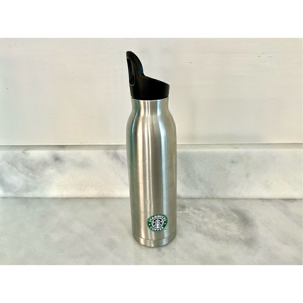 Vintage 2009 Starbucks Stainless Steel Double-Walled Carrying Handle Water Bottl